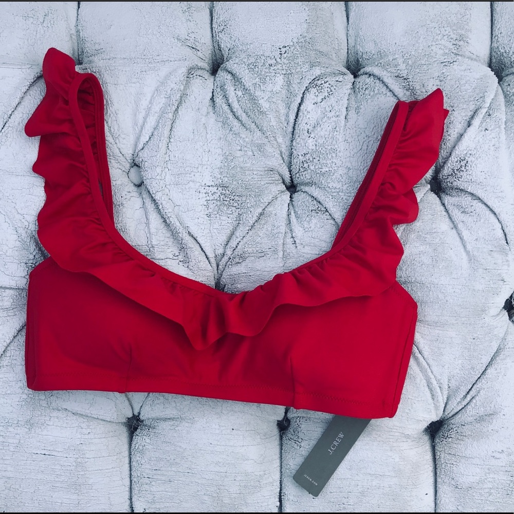 J.CREW RED BIKINI TOP NEW WITH TAGS